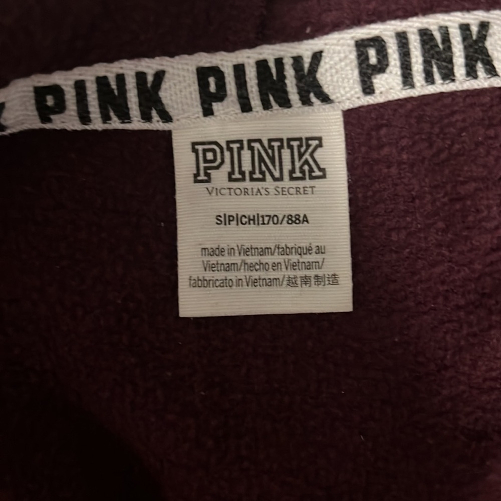 Maroon PINK Victoria’s Secret Lightweight Zip-up Hoodie, Juniors S - Picture 4 of 4
